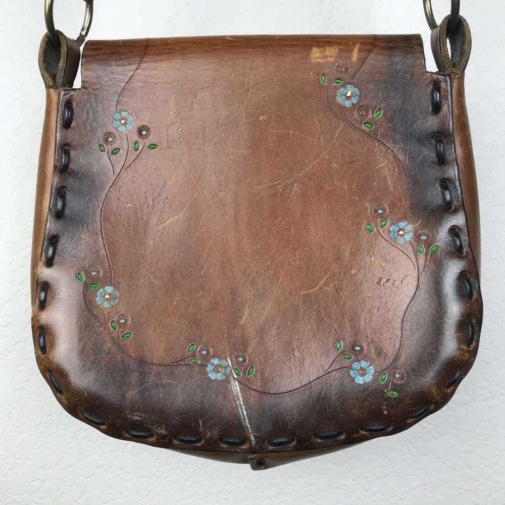 VTG Hand Tooled 100% leather floral lock purse - Picture 5 of 8